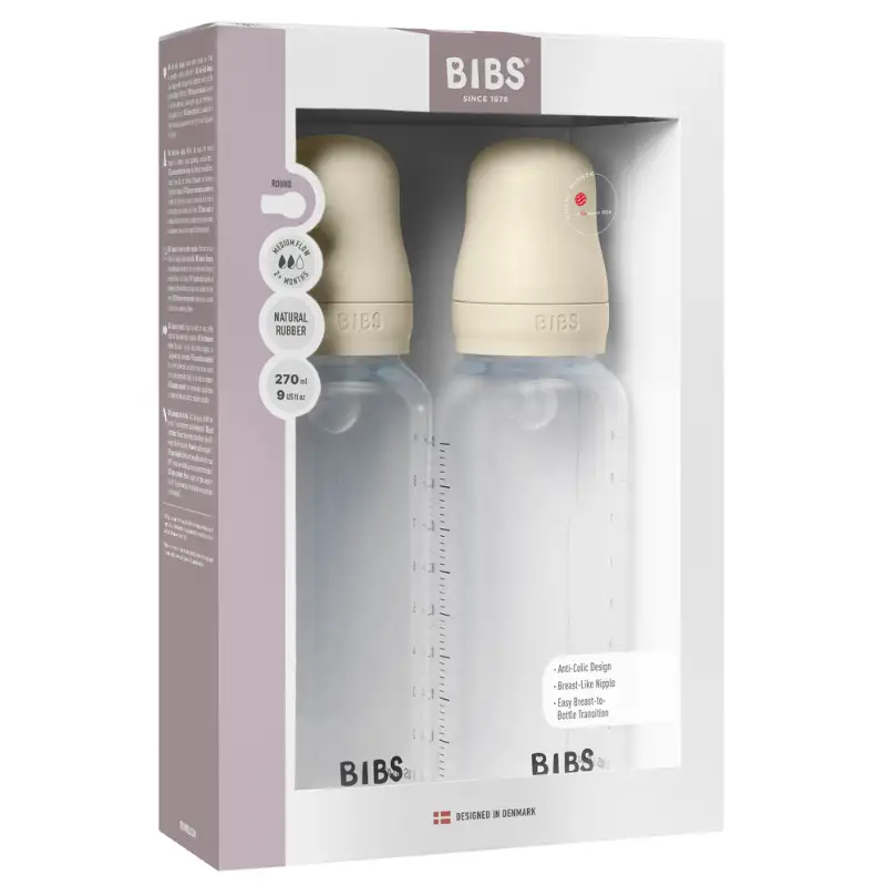 Bibs Baby Bottle Round Silicone Medium Flow Ivory (270 ml)