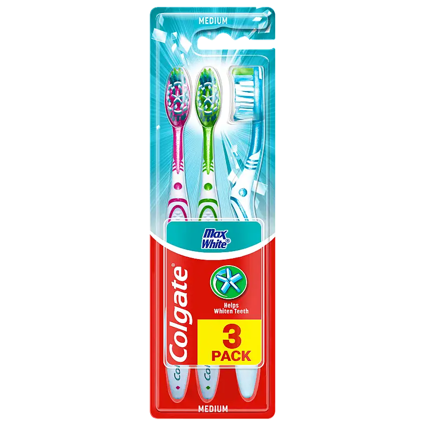Colgate Max White Medium Toothbrushes 3 Pack 3 stk