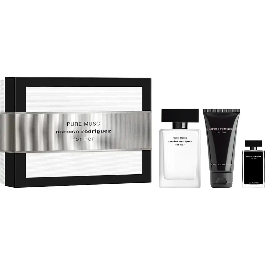 Narciso Rodriguez for her Gavesæt Pure Musc Eau de Parfum Spray 50 ml + Body Lotion 50 ml + Pure Musc Eau de Parfum Spray 7,5 ml / 1 Stk.