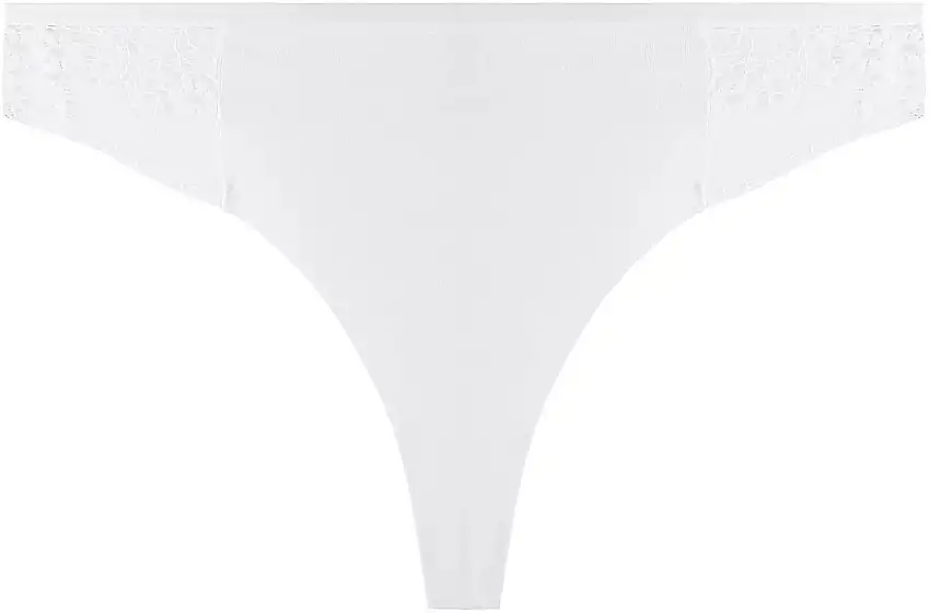 Dame g-streng trusser i bomuld med blonder indsatser, BDM500-051, hvide 31348746