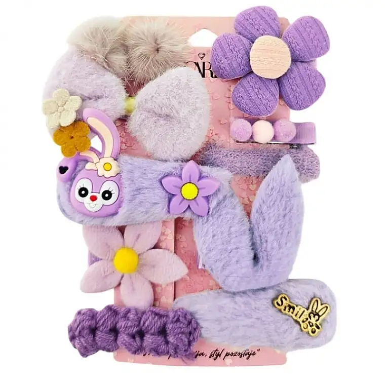 Sæt med hårspænder, fluffy lilla, SP409, 10 stk 87447834