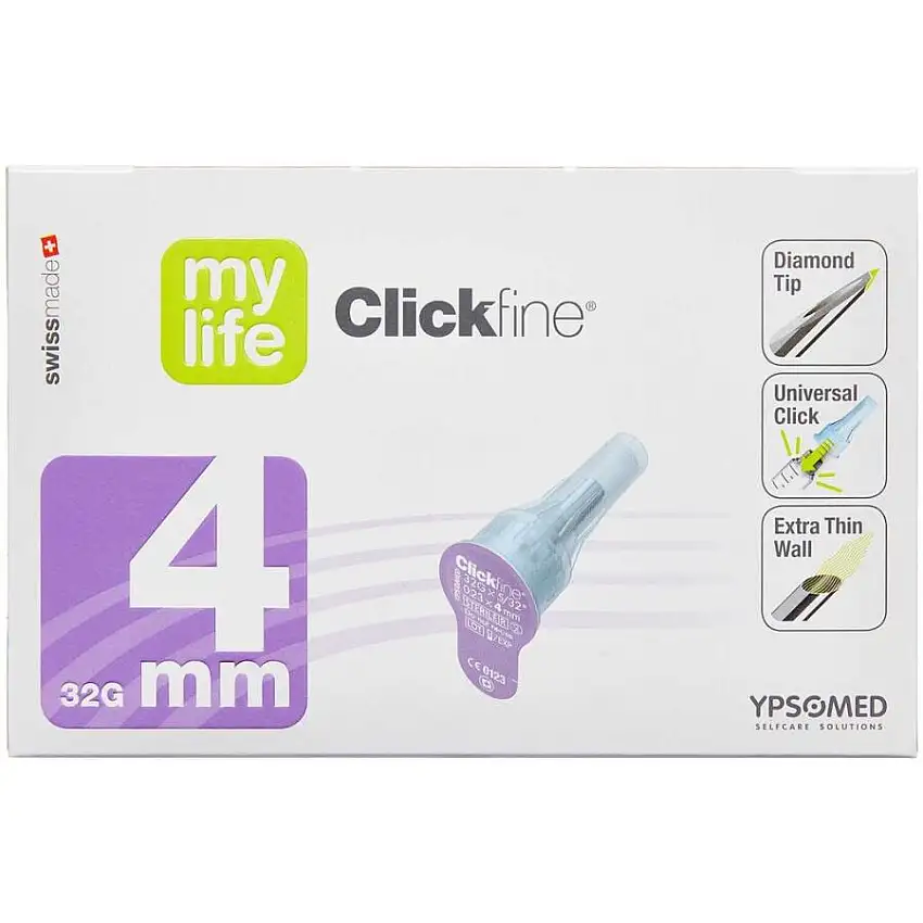 Mediq Danmark Mylife Clickfine Diamond penkanyle 32 g 4 mm