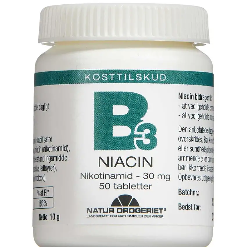 Natur Drogeriet Niacin Nikotinamid Tabletter
