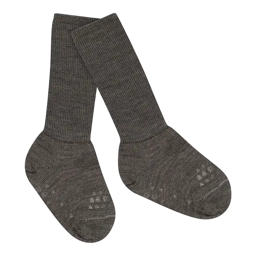 GoBabyGo Kravle Strømpe Merino Uld Brown Melange 20-22