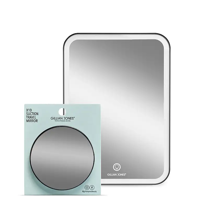 Gillian Jones Tablet Spejl Med Led Lys, Touch gg Sugekopspejl Sort