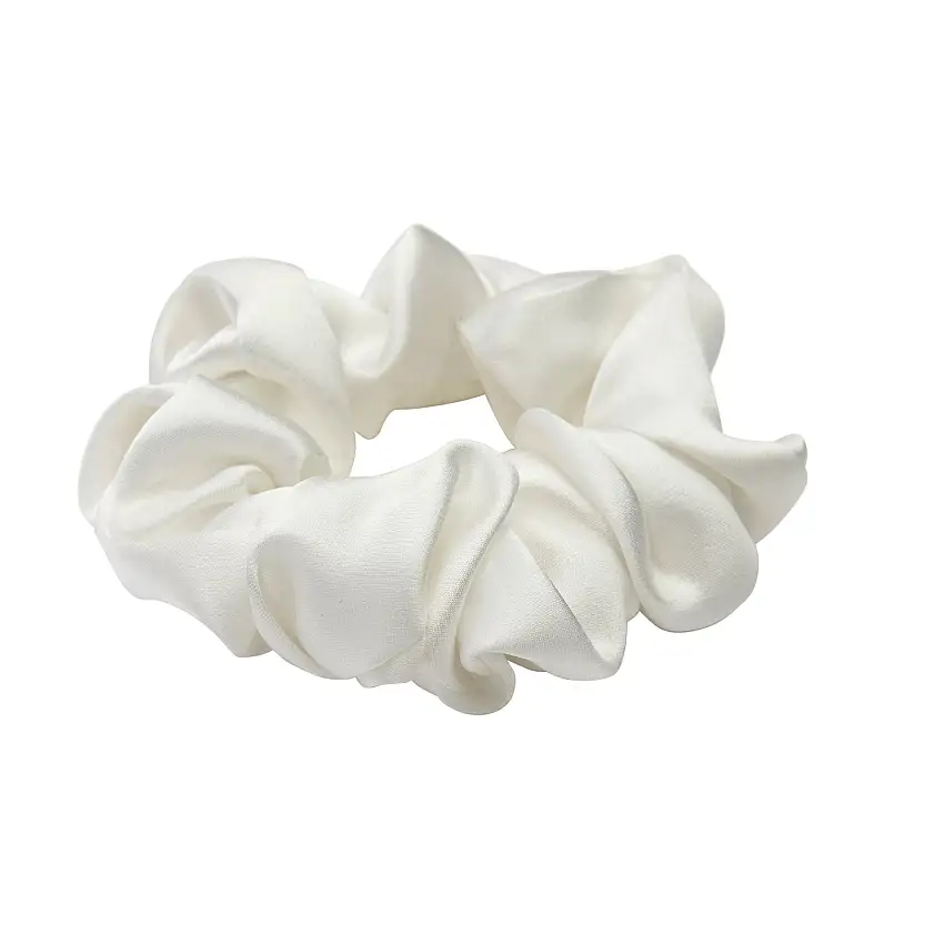 Lenoites Mulberry Silk Scrunchie White