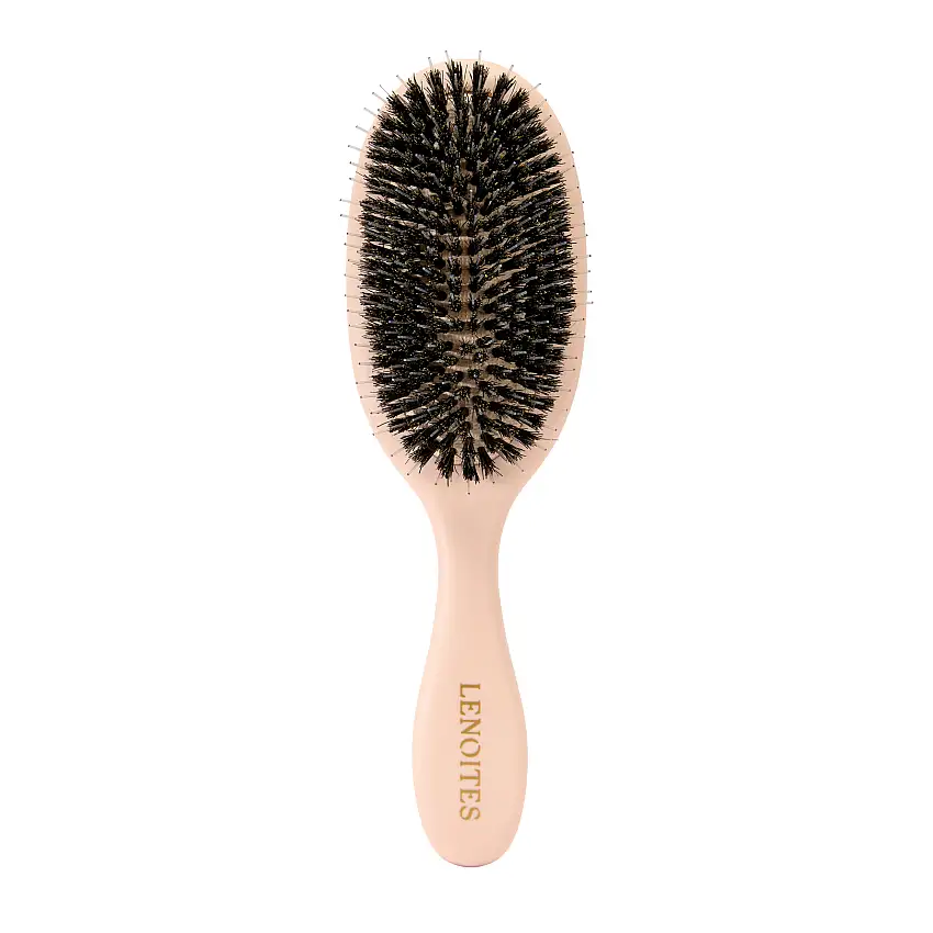 Lenoites Hair Brush Wild Boar with Cleaner Tool Blush