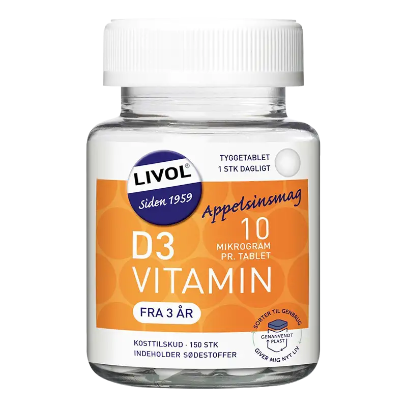 Livol D-vitamin 10µg Tyggetabletter (150 tab)
