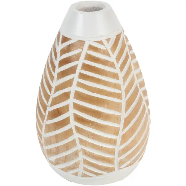 Dråbeformet trævase med bladmønster