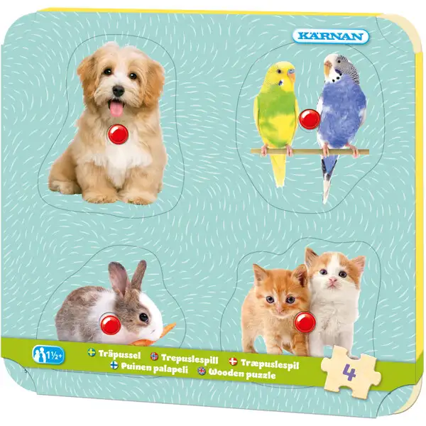 Knoppuslespil Husdyr 4 Brikker