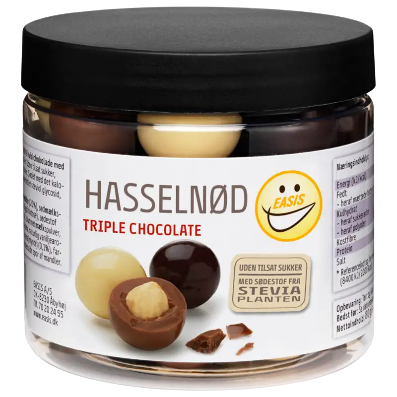 EASIS Hasselnød Med Lys Hvid Og Mørk Chokolade (80 g)