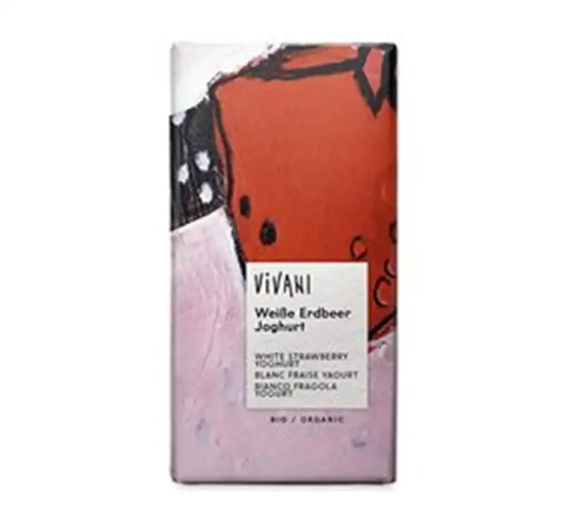 Vivani hvid jordbær yoghurt chokolade Ø 80 gr.