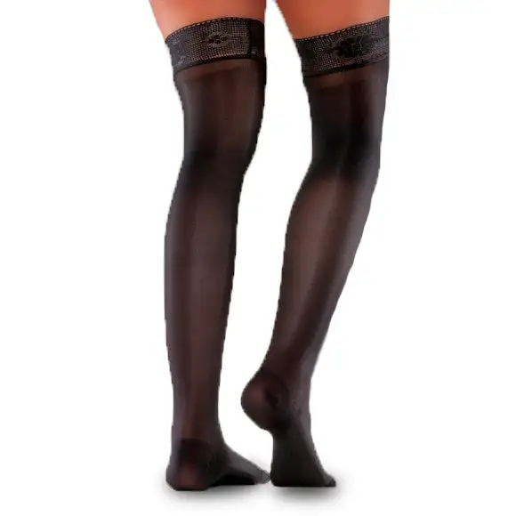 Nylon Stay Up Kompressionsstrømpe str. M, sort