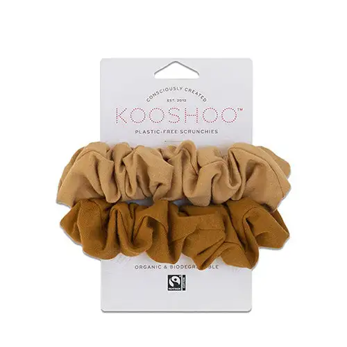 Kooshoo Hår Scrunchie Gylden/sand Plastfri 2 Stk