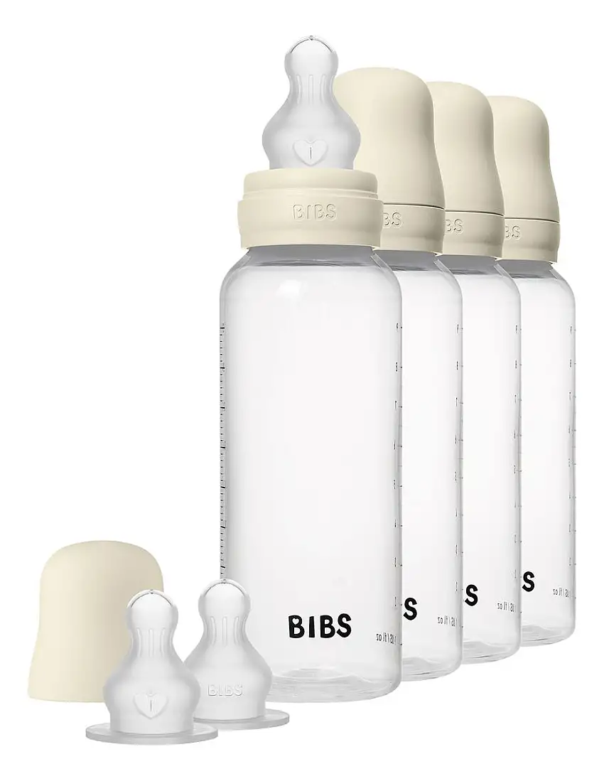 BIBS Baby Bottle Round Silicone 270 ml Ivory - 4 stk.
