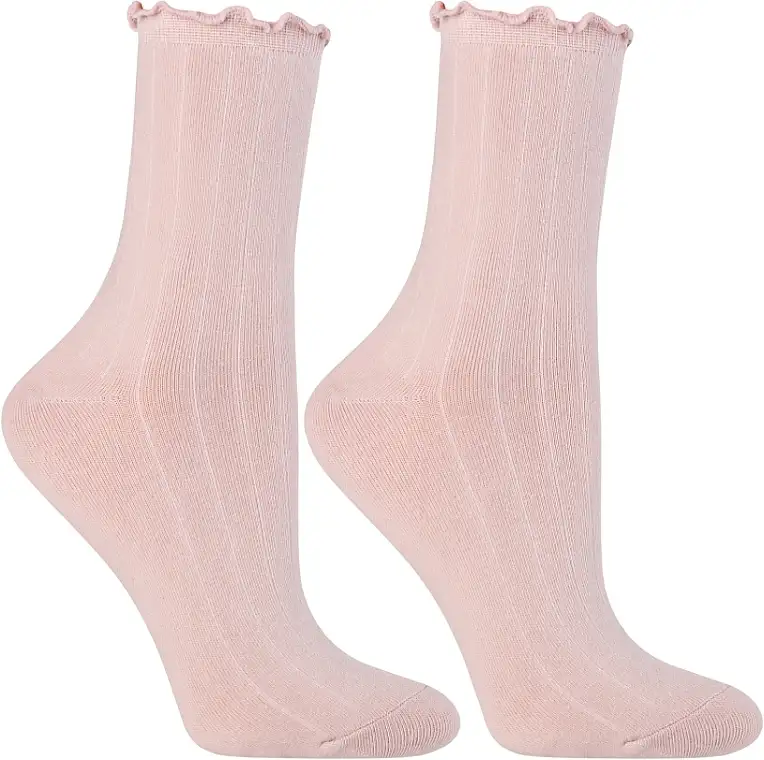 Kvinders lange bomuldssokker, CSL250-050, lyserøde 12577947