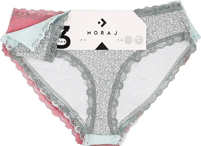 Bomuldstrusser til kvinder, blomstermønster med blonder, 3 stk. 37922425