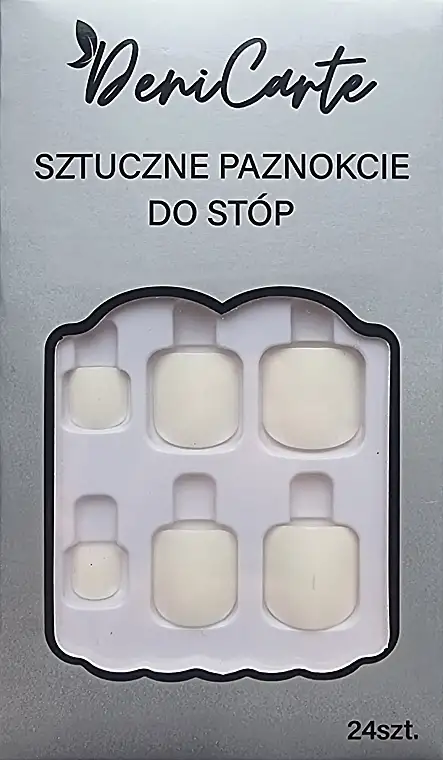 Kunstige tånegle, firkantede, hvide, 24 stk. 59933392