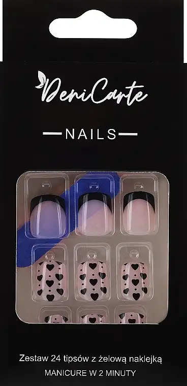 Kunstlige øjenvipper, sort fransk med hjerter, 24 stk. 11489314