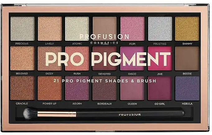 Profusion Cosmetics Pro Pigment 21 Pro Pigment Shades & Brush 97377078