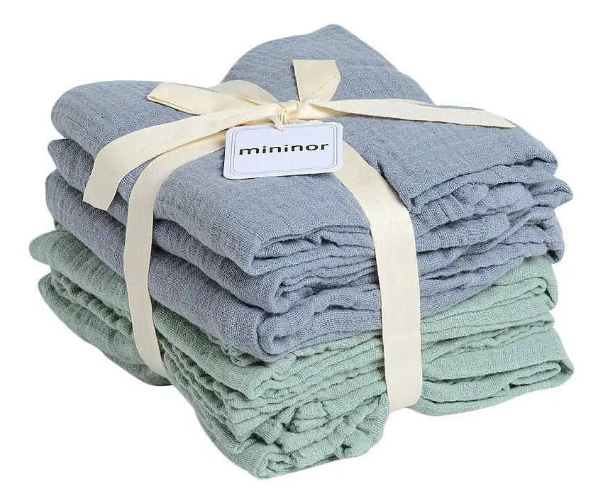 Mininor Økologiske Stofbleer Grøn/Grå - 6 stk.