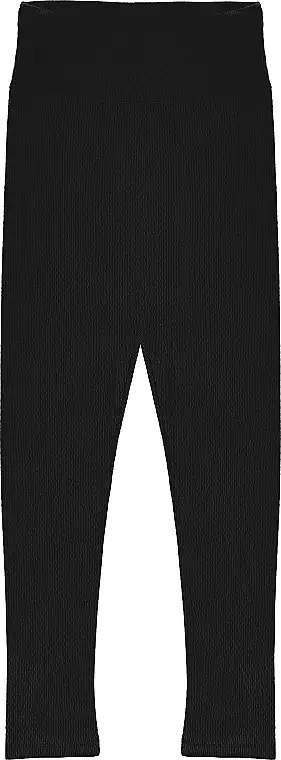 Kvinder Højtaljede Ribbede Leggings, sorte 80516341