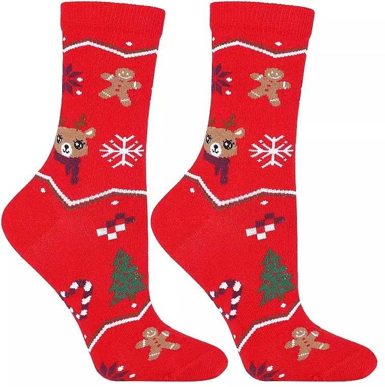 Lange damestrømper CSLS250-026, røde med print 98728208