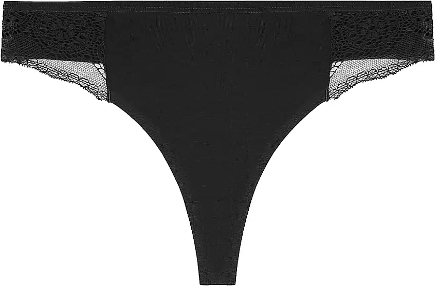 Dame bomulds g-strengstrusser med blondedetaljer, BDM500-051, sorte 93307377