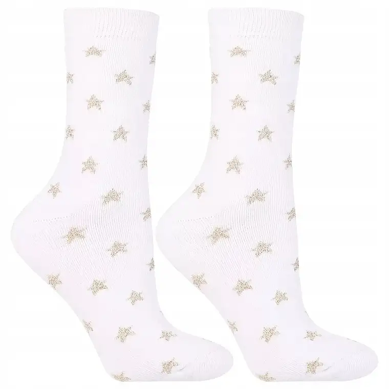 Varmestrømper, CSL300-344, hvide med grå stjerner 15510155