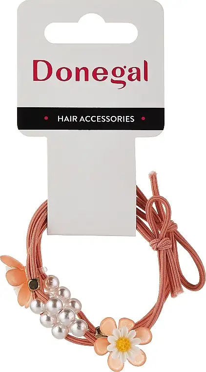 Hårelastik, FA-5630, orange med blomster 57548152