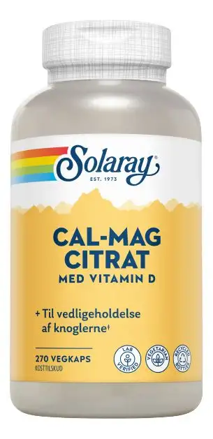 Solaray Cal-Mag Citrat med vitamin D - 270 kaps.