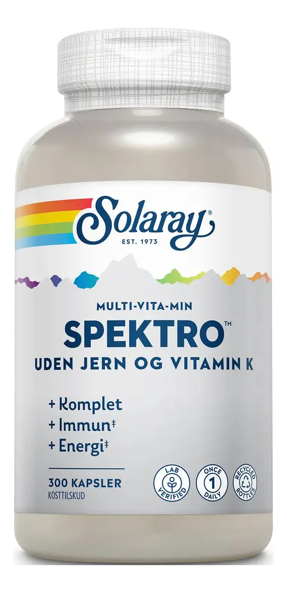 Solaray Spektro Multi-Vita-Min u. jern og K - 300 kaps.