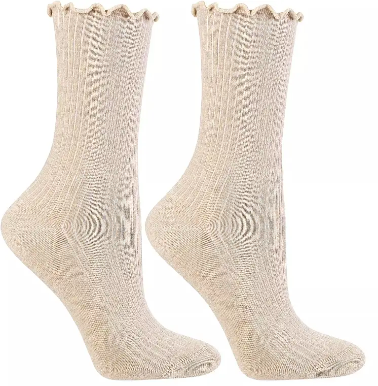 Dame lange bomuldssokker, CSL250-937, beige 89218863