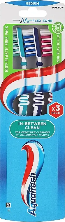 Sæt med tandbørster, blå + hindbær + turkis 54345852