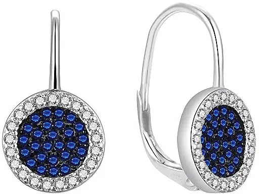 Skinnende sølvøreringe med zirkoner 74026573