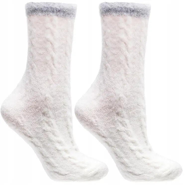Lange damesokker med pels, hvide 12561593