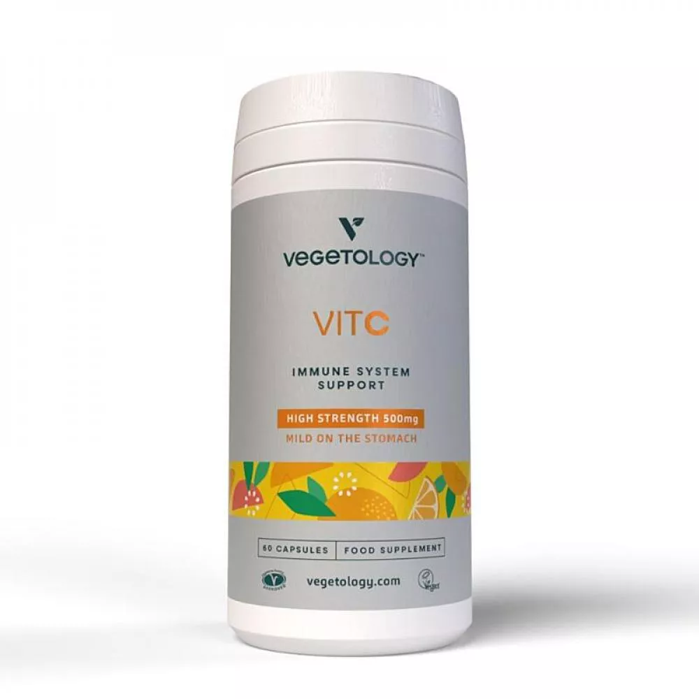 Vegetology Vitamin C 500mg og bioflavonoider til støtte for immunforsvaret, 60 kapsler