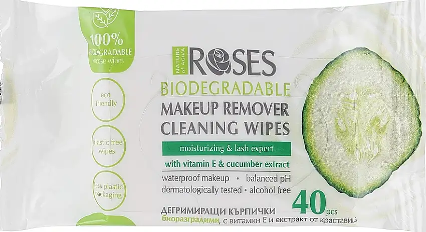 Makeupfjerningsservietter til sensitiv hud med agurkeekstrakt 60400774