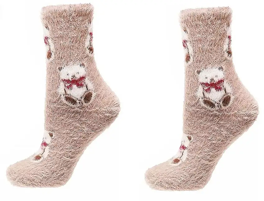 Strømper med bjørne, CDC400-521, beige 54457398