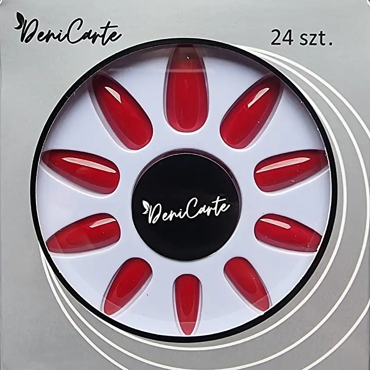 Kunstige negle, mandelformet, dyb rød, 24 stk. 93087869